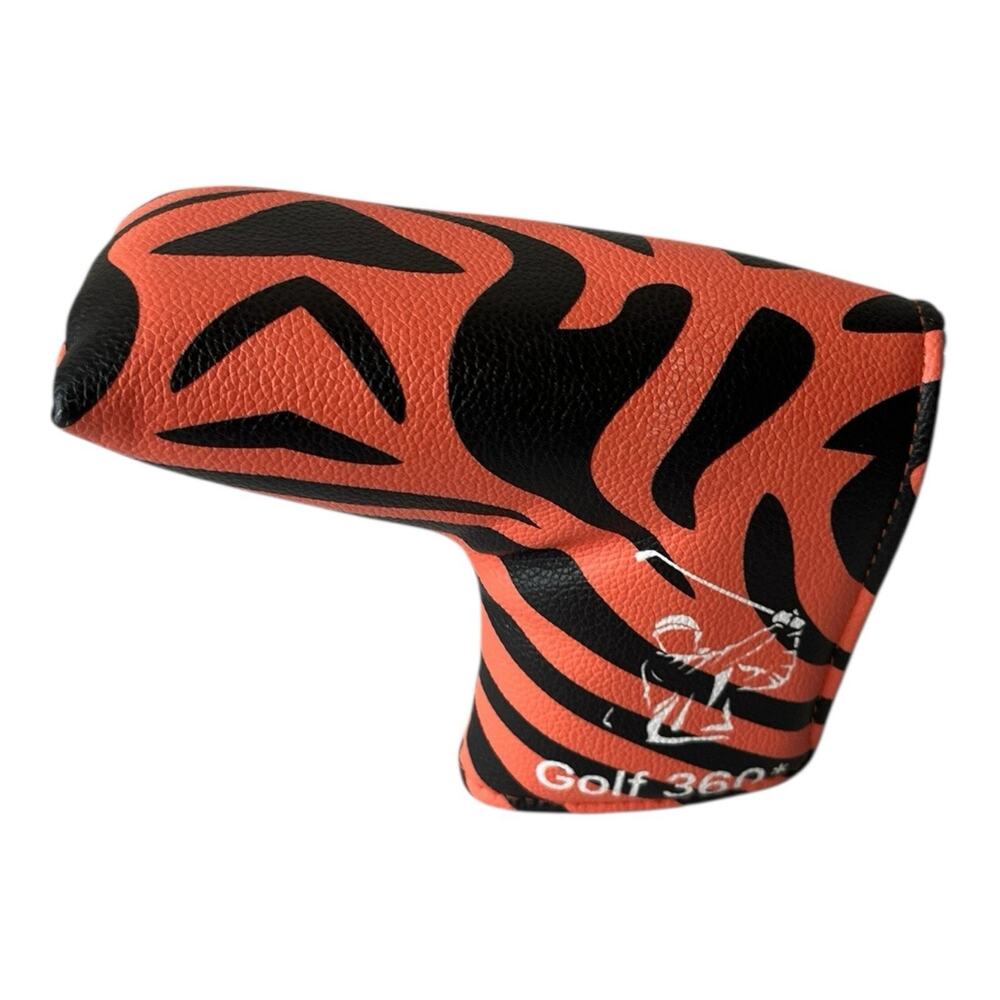 Golf 360 Degree Tiger Orange Black Blade Putter Headcover Head Cover Magnetic - Picture 3 of 9